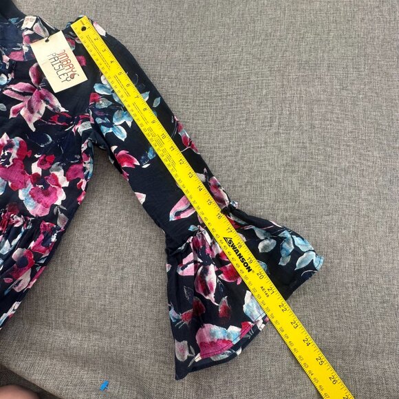 NEW! Bombay Paisley Babydoll Dress Womens XS Floral Navy‎ Blue Fusia 100% Cotton - Picture 10 of 16